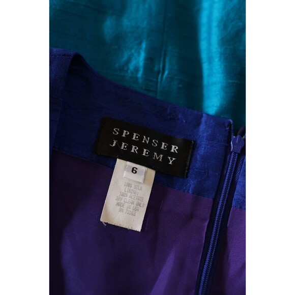 Vintage Spencer Jeremy Dress Silk Royal Blue Short Sheath Retro Empire Waist 6 - Picture 4 of 12